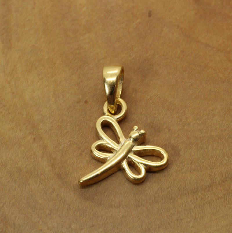 Gold Dragonfly Silhouette Necklace made in 14kt gold vermeil for him or her