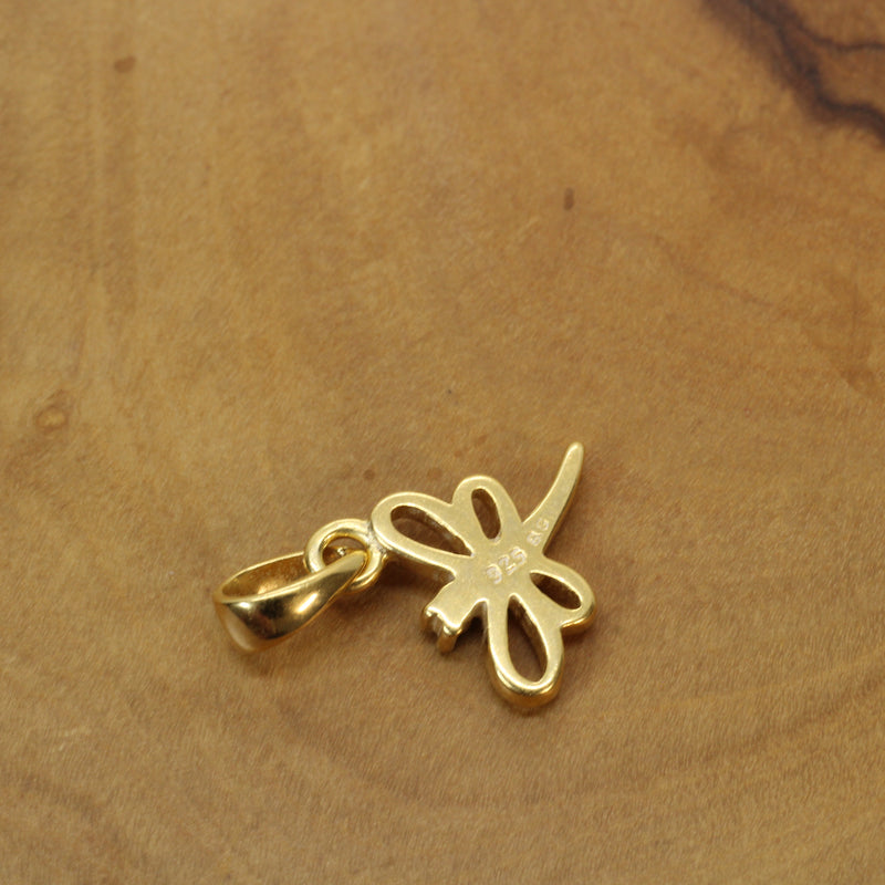 Gold Dragonfly Silhouette Necklace made in 14kt gold vermeil for him or her