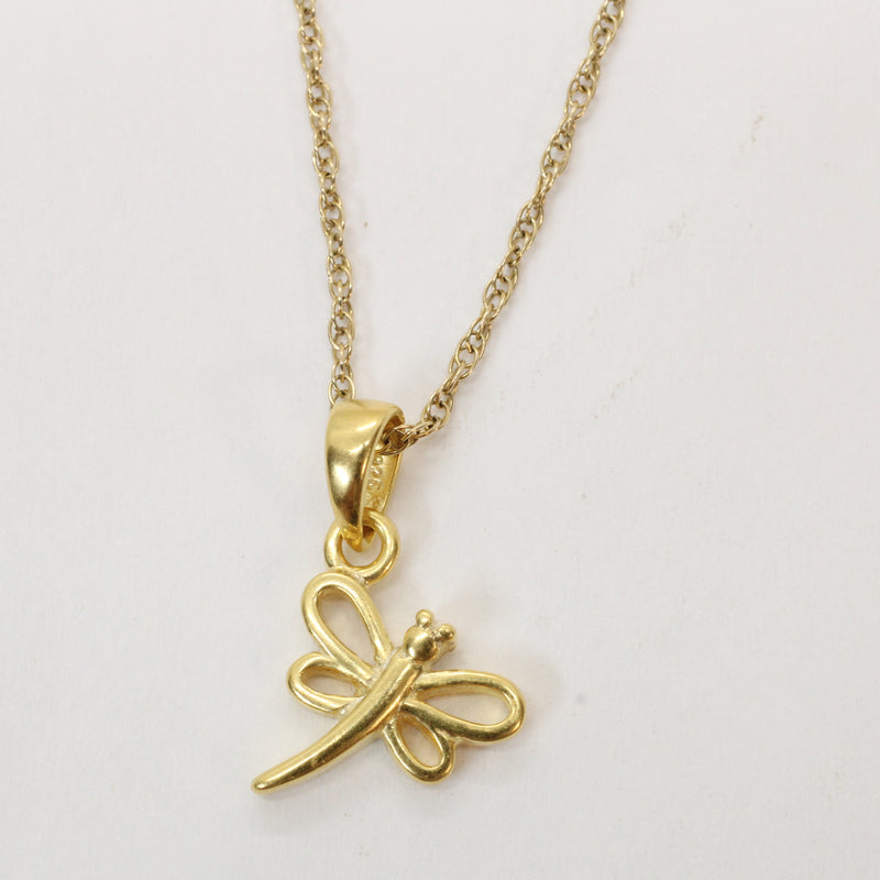 Gold Dragonfly Silhouette Necklace made in 14kt gold vermeil for him or her