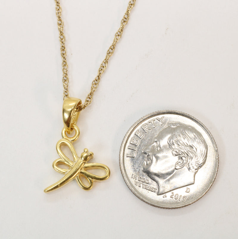Gold Dragonfly Silhouette Necklace made in 14kt gold vermeil for him or her