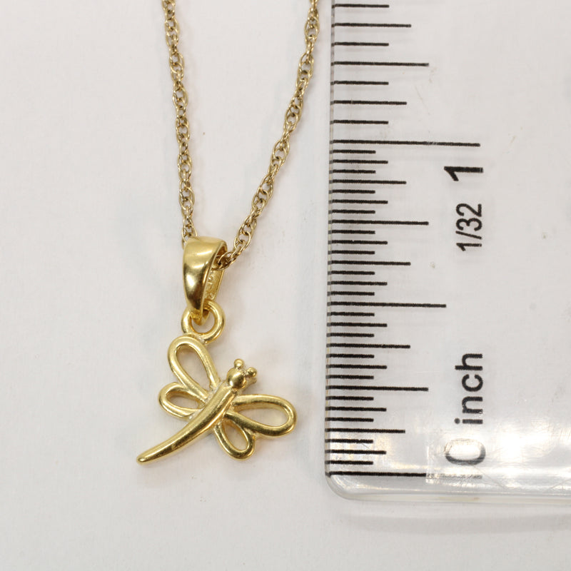 Gold Dragonfly Silhouette Necklace made in 14kt gold vermeil for him or her