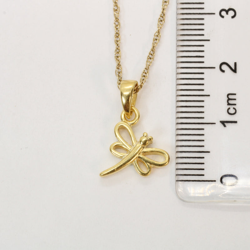 Gold Dragonfly Silhouette Necklace made in 14kt gold vermeil for him or her