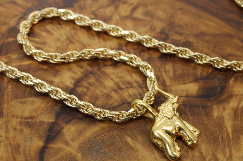 Gold Elephant Necklace in 14kt Gold Vermeil, Zoo Animal Gift