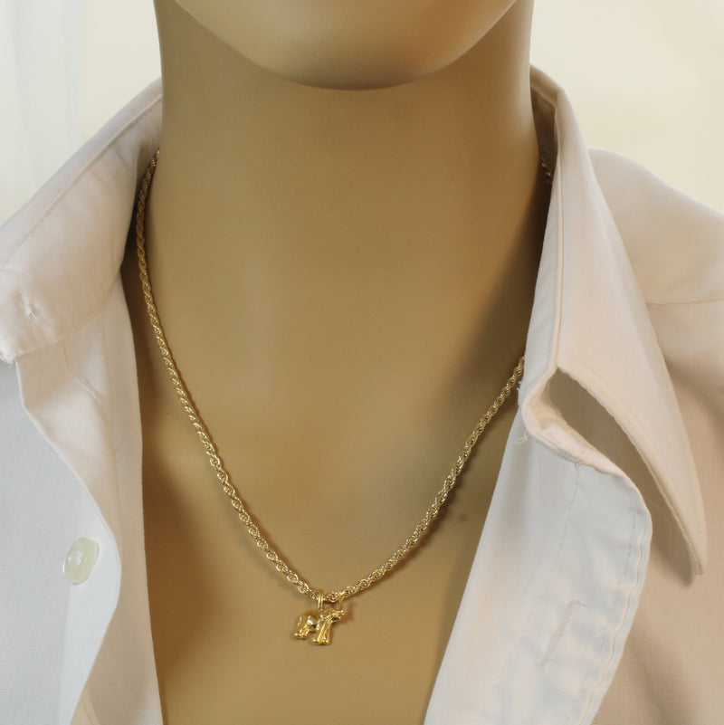 Gold Elephant Necklace in 14kt Gold Vermeil, Zoo Animal Gift
