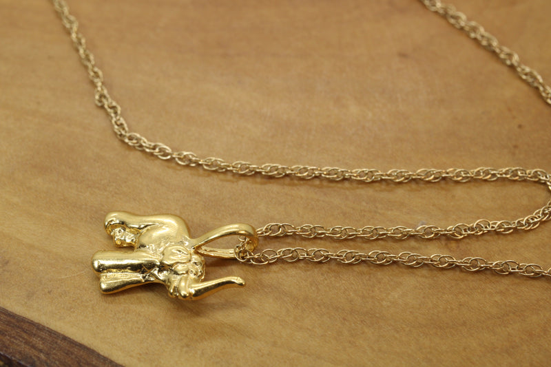 Gold Elephant Necklace in 14kt Gold Vermeil, Zoo Animal Gift