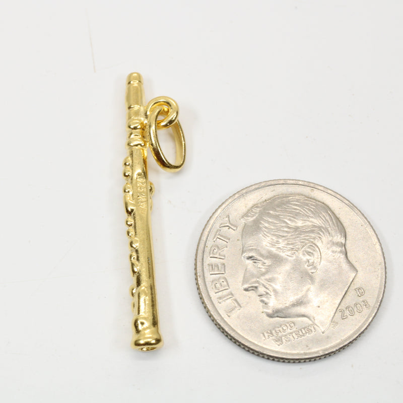 Gold Flute Necklace for him or her made in 14kt gold vermeil
