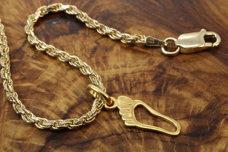 Gold Footprint Silhouette Necklace made in 14kt gold vermeil