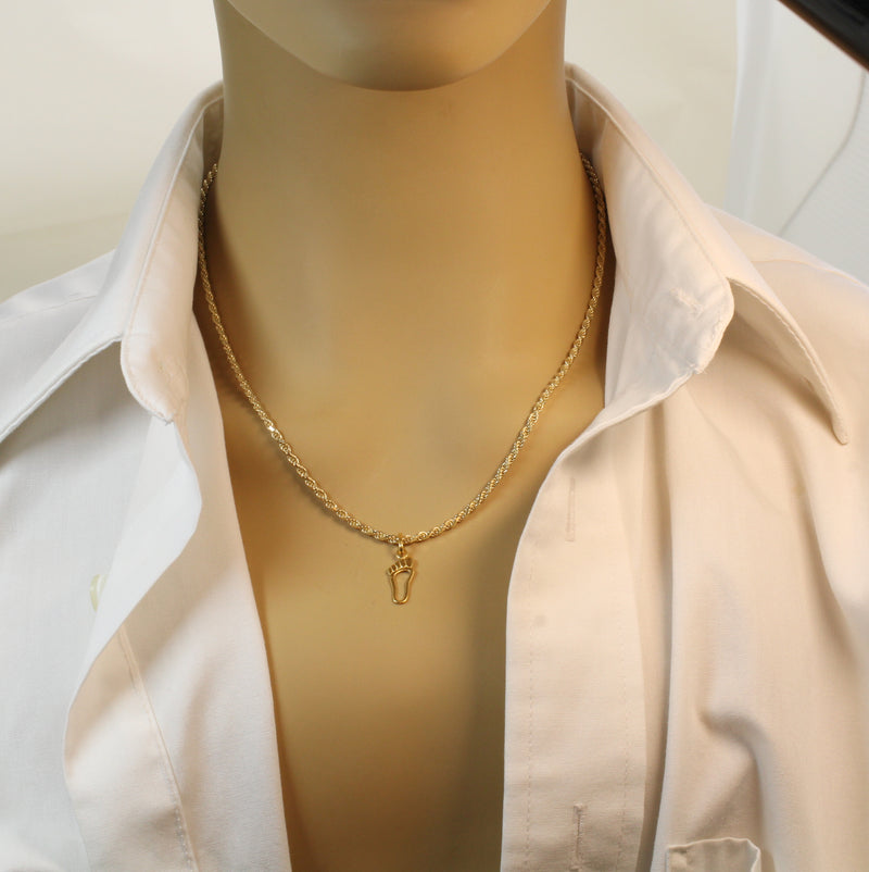 Gold Footprint Silhouette Necklace made in 14kt gold vermeil