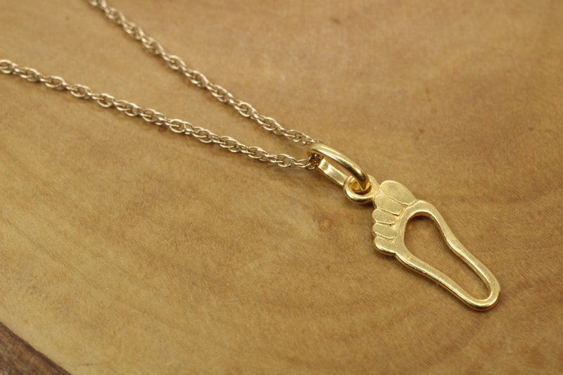 Gold Footprint Silhouette Necklace made in 14kt gold vermeil