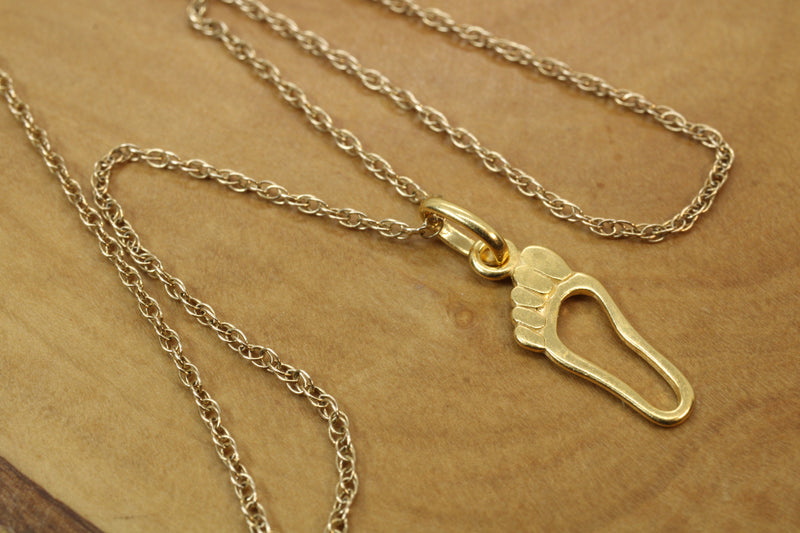 Gold Footprint Silhouette Necklace made in 14kt gold vermeil