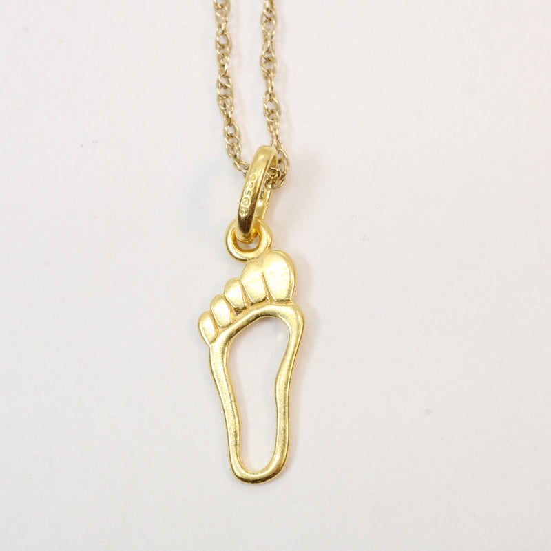 Gold Footprint Silhouette Necklace made in 14kt gold vermeil