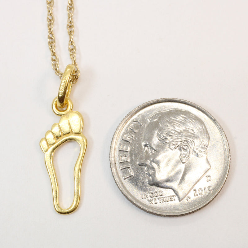 Gold Footprint Silhouette Necklace made in 14kt gold vermeil