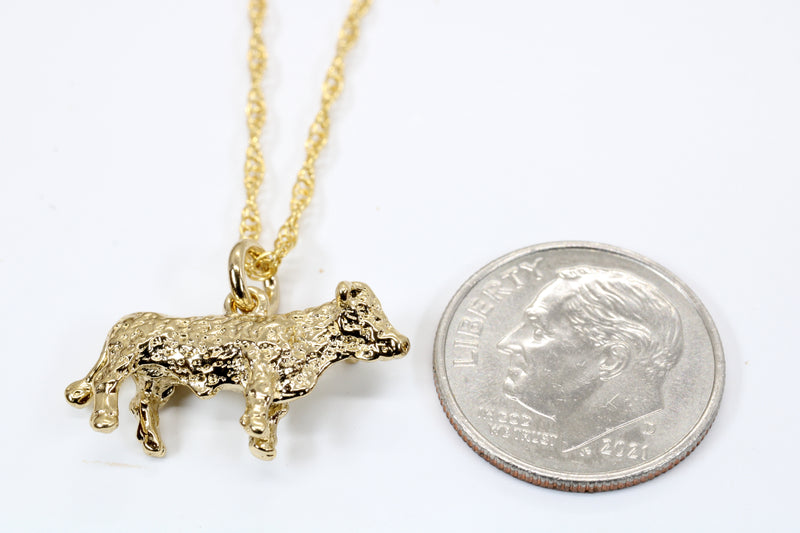 Prize Hereford Steer Necklace or Charm for her in 14kt Gold Vermeil