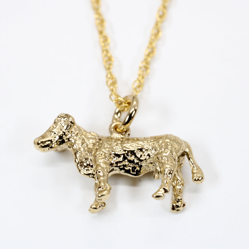 Prize Hereford Steer Necklace or Charm for her in 14kt Gold Vermeil