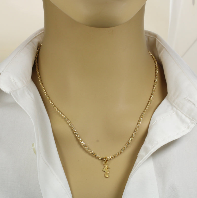 Gold Seahorse Necklace for him or her made in gold vermeil