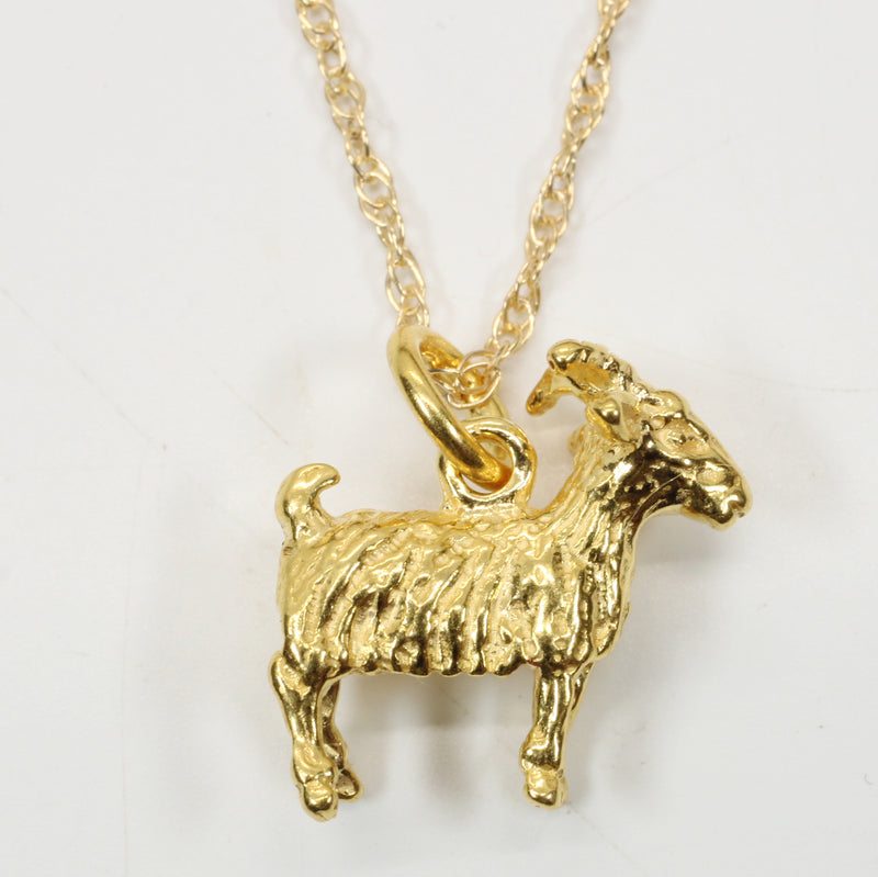 G.O.A.T. goat 3D Small Necklace made in 14kt gold Vermeil