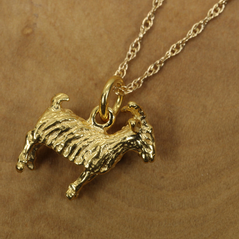 G.O.A.T. goat 3D Small Necklace made in 14kt gold Vermeil