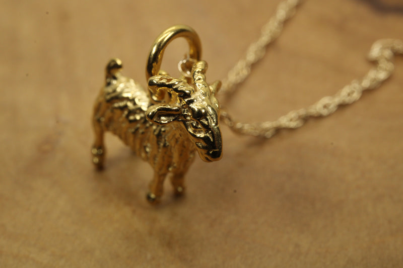 G.O.A.T. goat 3D Small Necklace made in 14kt gold Vermeil