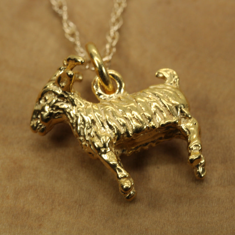 G.O.A.T. goat 3D Small Necklace made in 14kt gold Vermeil