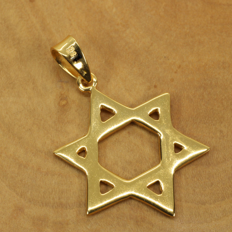 Gold Star of David Symbol Necklace made in 14kt gold vermeil