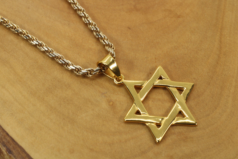 Gold Star of David Symbol Necklace made in 14kt gold vermeil