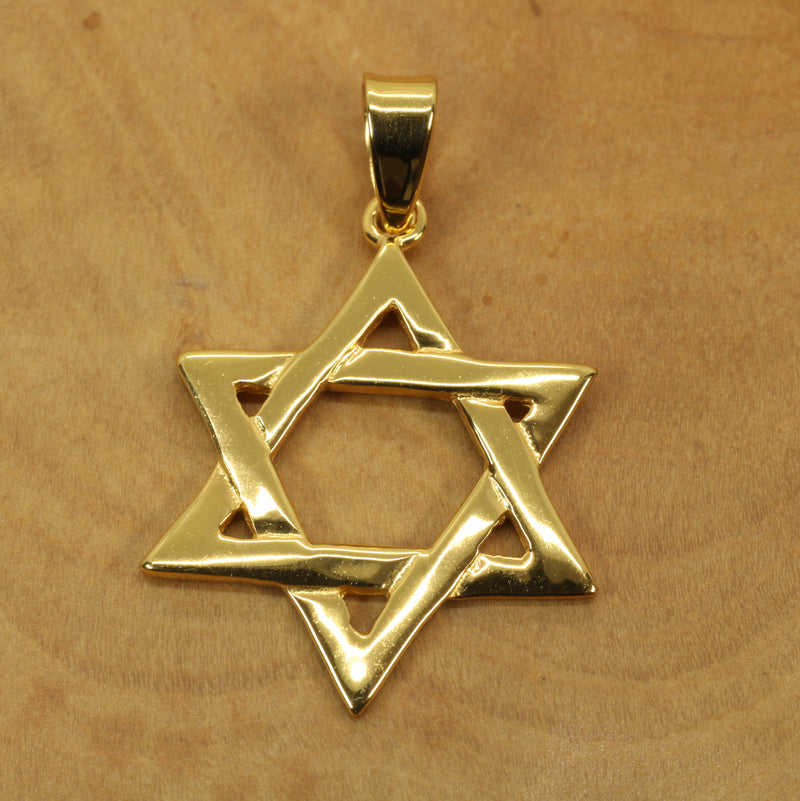 Gold Star of David Symbol Necklace made in 14kt gold vermeil