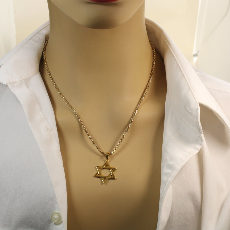 Gold Star of David Symbol Necklace made in 14kt gold vermeil