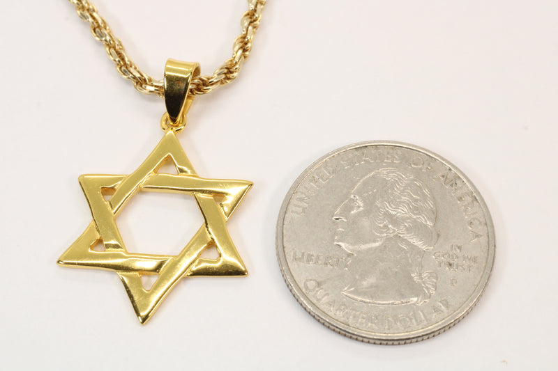 Gold Star of David Symbol Necklace made in 14kt gold vermeil
