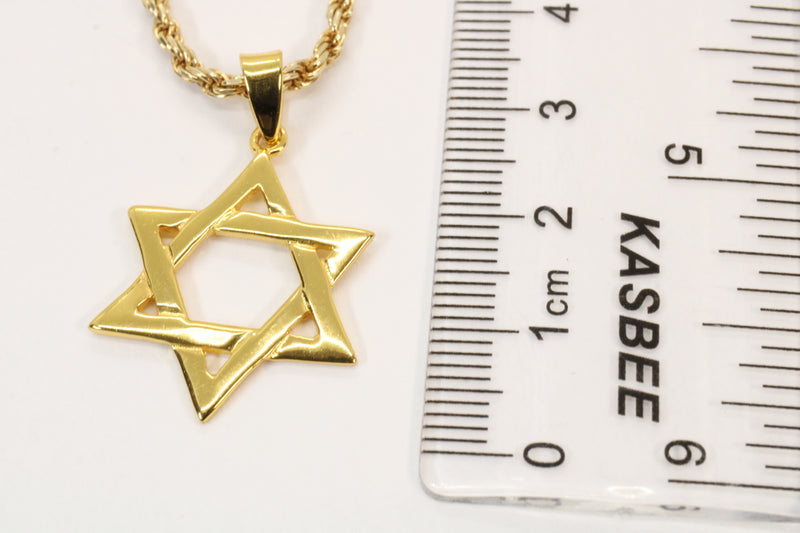 Gold Star of David Symbol Necklace made in 14kt gold vermeil