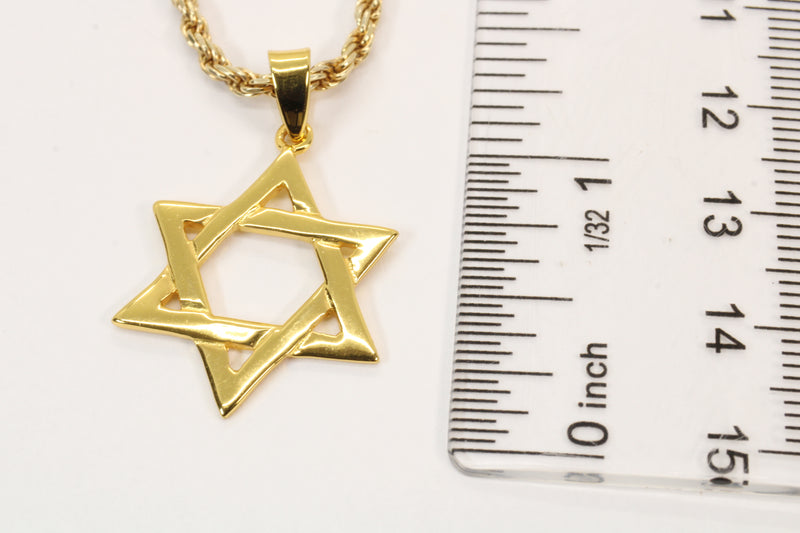 Gold Star of David Symbol Necklace made in 14kt gold vermeil