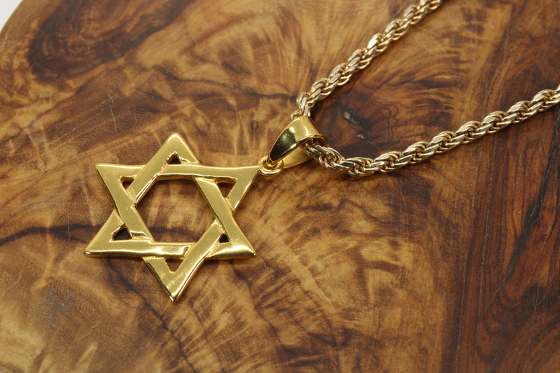 Gold Star of David Symbol Necklace made in 14kt gold vermeil