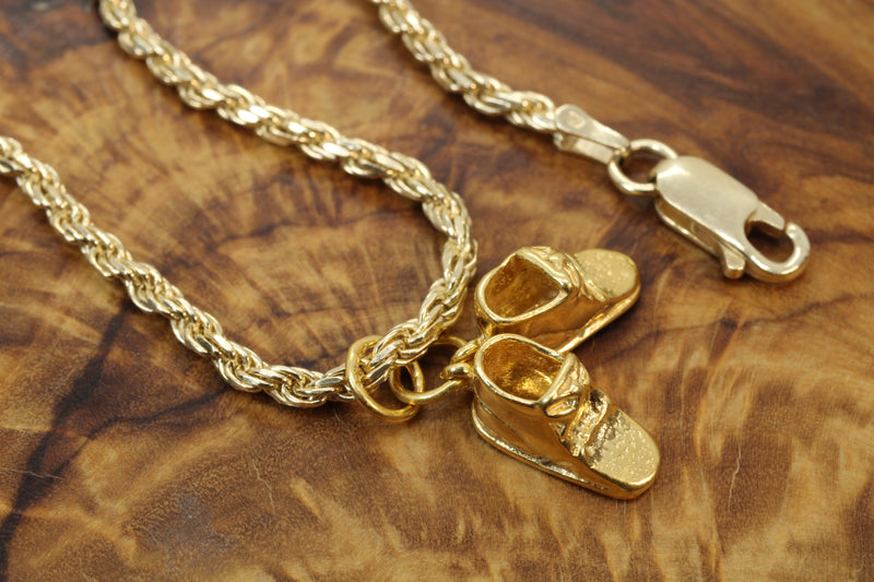 Gold Pair of Baby Shoes Necklace made in 14kt gold Vermeil for new mom