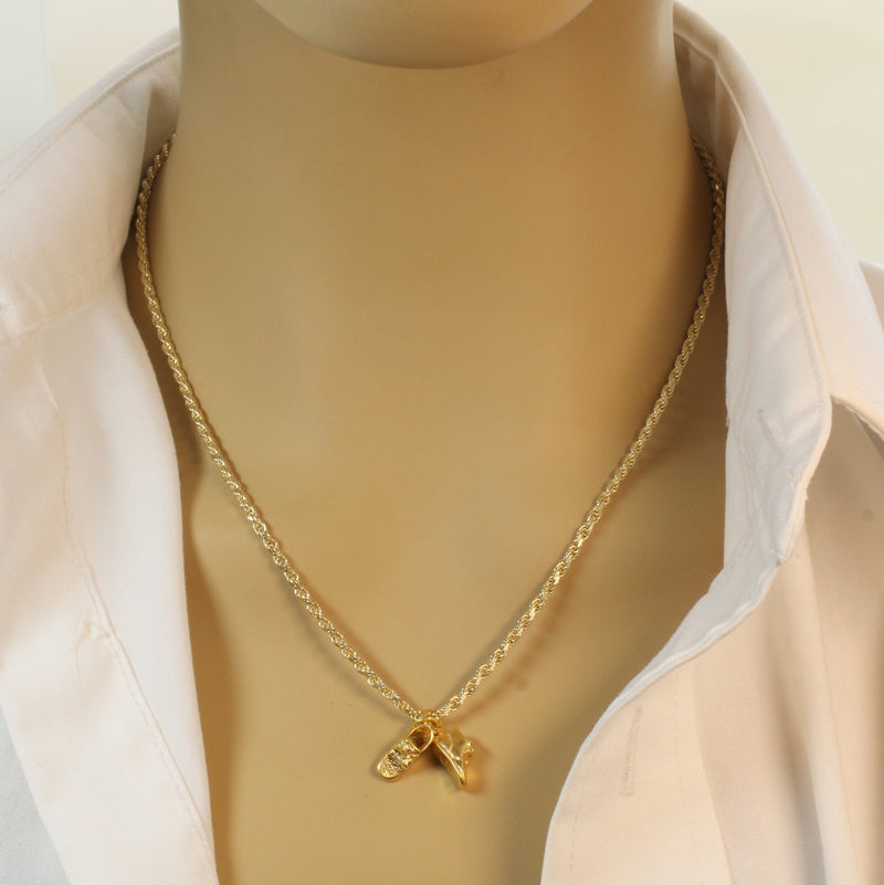 Gold Pair of Baby Shoes Necklace made in 14kt gold Vermeil for new mom