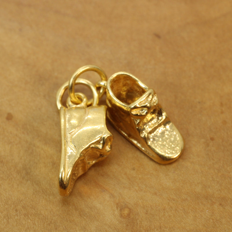 Gold Pair of Baby Shoes Necklace made in 14kt gold Vermeil for new mom