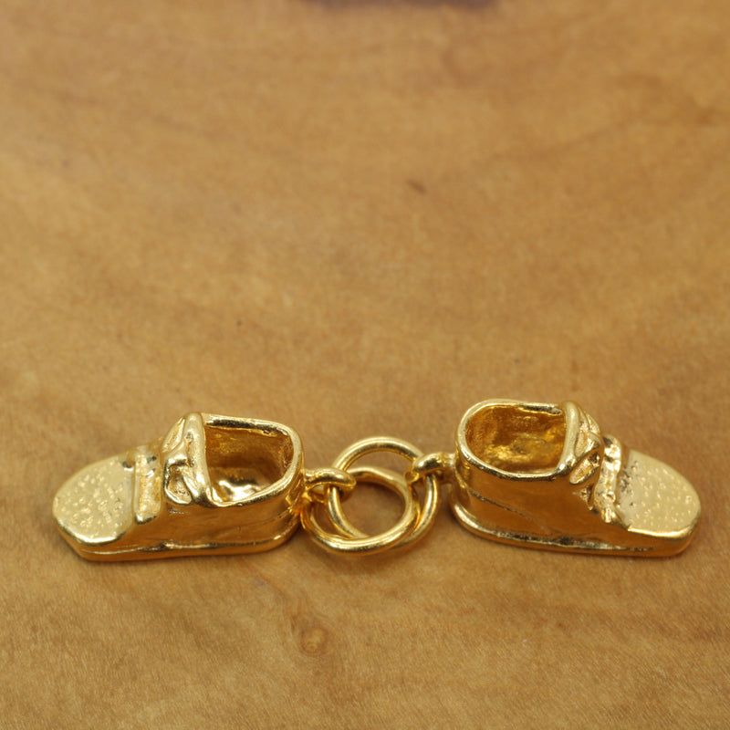 Gold Pair of Baby Shoes Necklace made in 14kt gold Vermeil for new mom