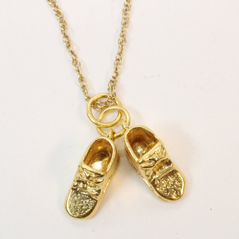 Gold Pair of Baby Shoes Necklace made in 14kt gold Vermeil for new mom
