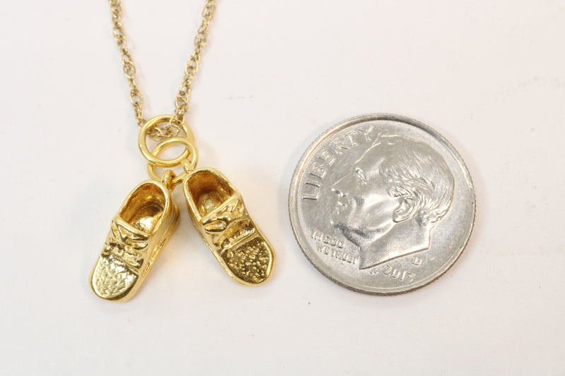 Gold Pair of Baby Shoes Necklace made in 14kt gold Vermeil for new mom