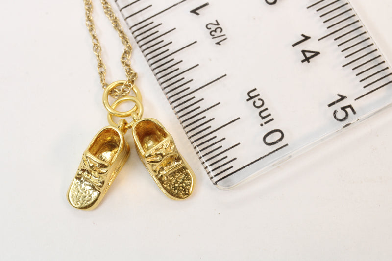 Gold Pair of Baby Shoes Necklace made in 14kt gold Vermeil for new mom