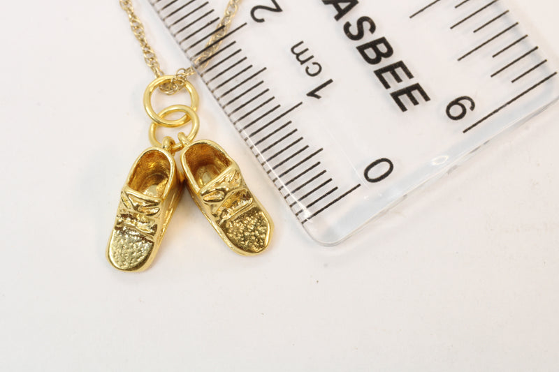 Gold Pair of Baby Shoes Necklace made in 14kt gold Vermeil for new mom
