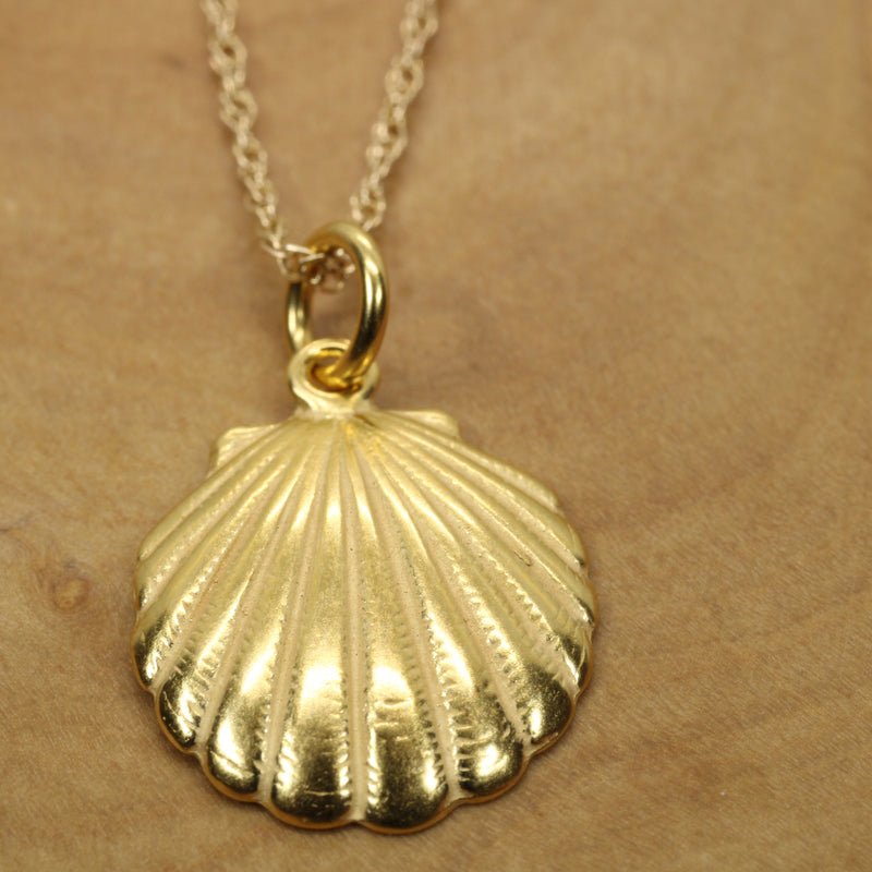 Gold Seashell Necklace or charm for her made in 14kt gold vermeil