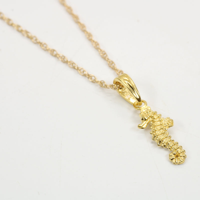 Gold Seahorse Necklace for him or her made in gold vermeil