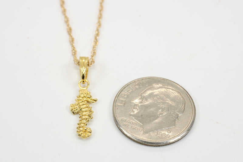 Gold Seahorse Necklace for him or her made in gold vermeil