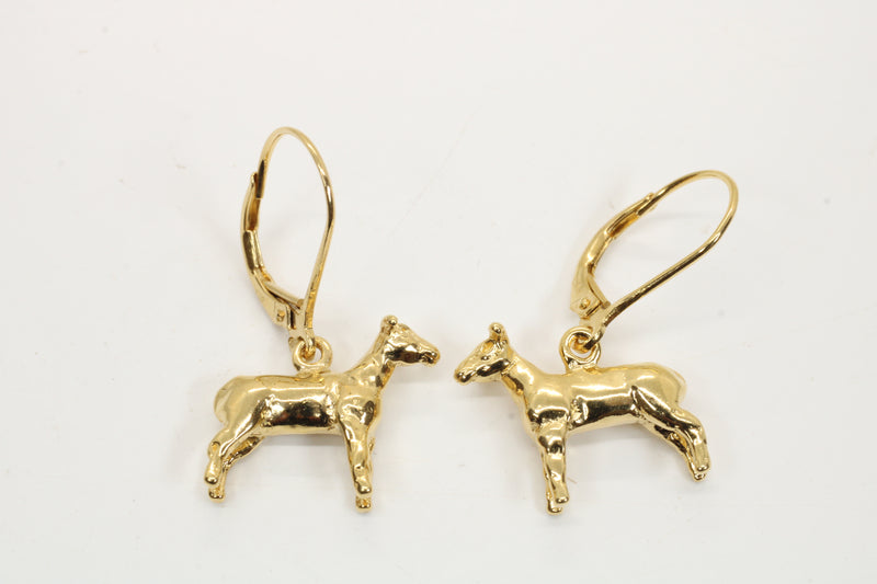 14kt gold Vermeil Show Lamb Earrings for Livestock show 4-H participant
