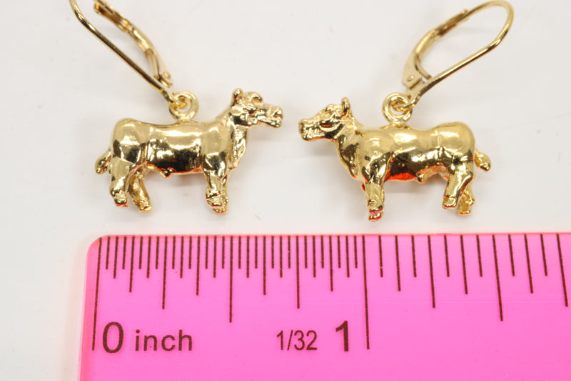 Gold Show Steer Earrings Made in 14kt Gold Vermeil
