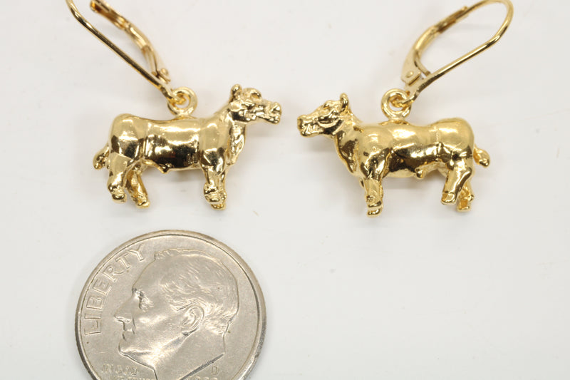 Gold Show Steer Earrings Made in 14kt Gold Vermeil