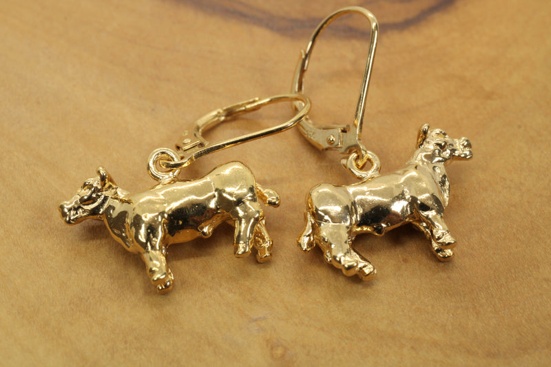 Gold Show Steer Earrings Made in 14kt Gold Vermeil