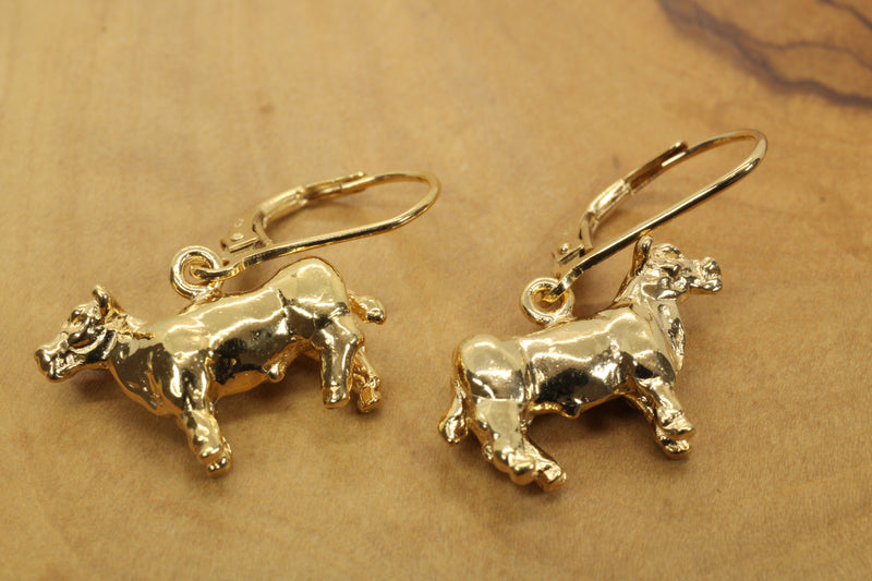 Gold Show Steer Earrings Made in 14kt Gold Vermeil