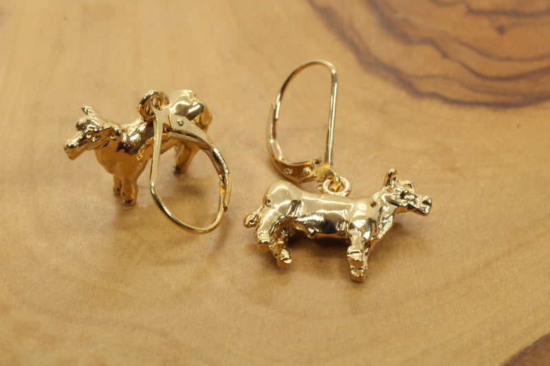Gold Show Steer Earrings Made in 14kt Gold Vermeil