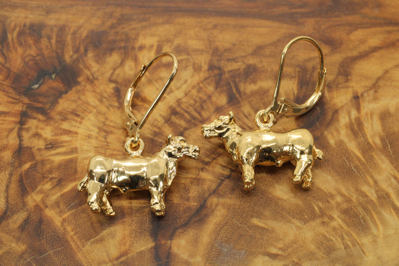 Gold Show Steer Earrings Made in 14kt Gold Vermeil