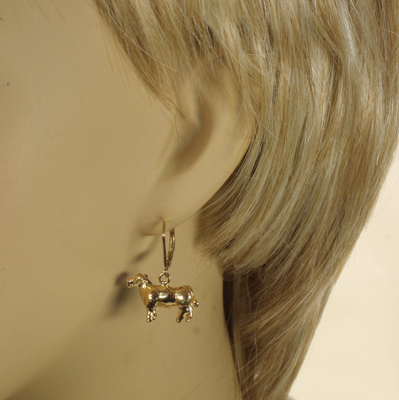 Gold Show Steer Earrings Made in 14kt Gold Vermeil